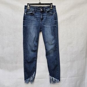 Judy Blue Skinny Fit Raw Edge Fringe Hem Blue Denim Jeans Size 9/29